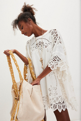 Bailey Battenburg Dress by Free People in White, Size: S