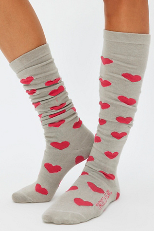 Magnolia Pearl Candry Heart Over-The-Knee Socks at Free People in Grey