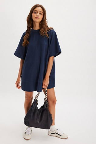 Harlow Structured Mini Dress by Free People in Blue, Size: XL