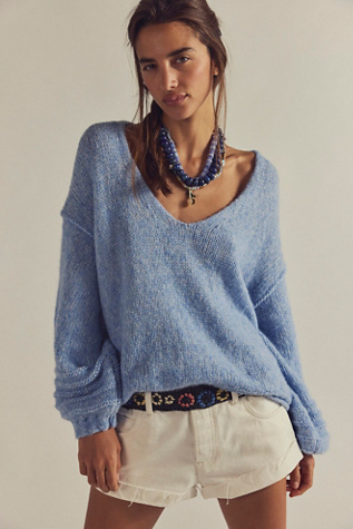 Marina Sweater at Free People in Pool Blue, Size: XL
