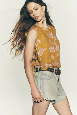 Faded Gardens Printed Tank Top at Free People in Yellow, Size: XS