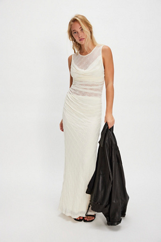Scala Venus Cowl Mesh Dress at Free People in Cream, Size: Medium