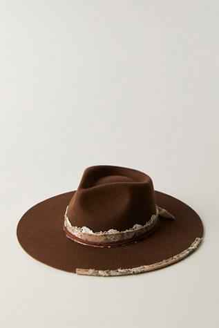 Lace Wool Round Top Hat by Mossant at Free People in Brown