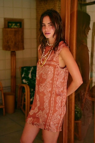 Rococo Sand Knotted Shoulder Mini Dress at Free People in Brown, Size: Medium