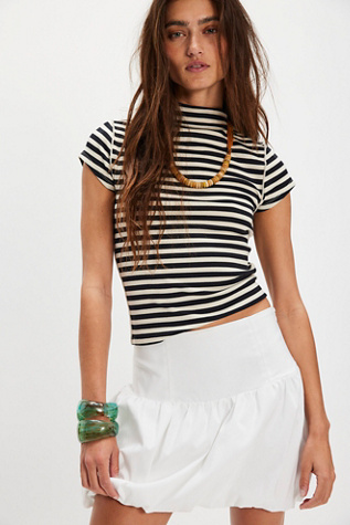 We The Free Lola Striped Tee at Free People in Black, Size: L