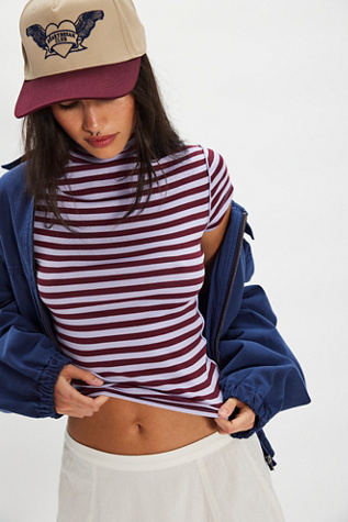 We The Free Lola Striped Tee at Free People in Purple, Size: XS
