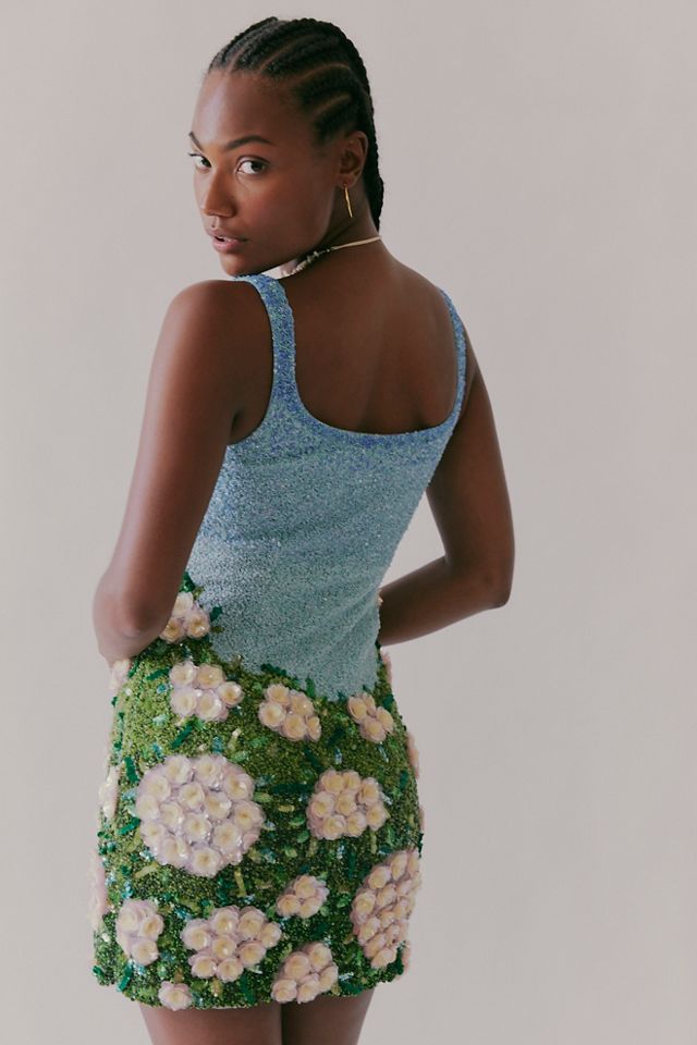 La Fuori Hydrangea Haven Embroidered Mini Dress #1