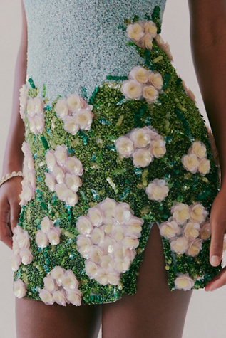 La Fuori Hydrangea Haven Embroidered Mini Dress