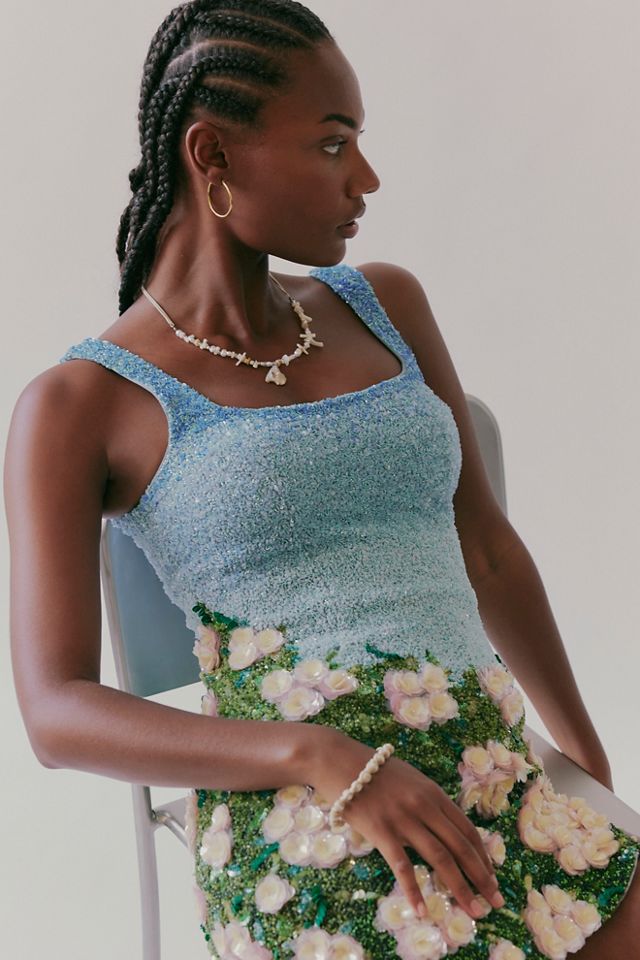 La Fuori Hydrangea Haven Embroidered Mini Dress #3