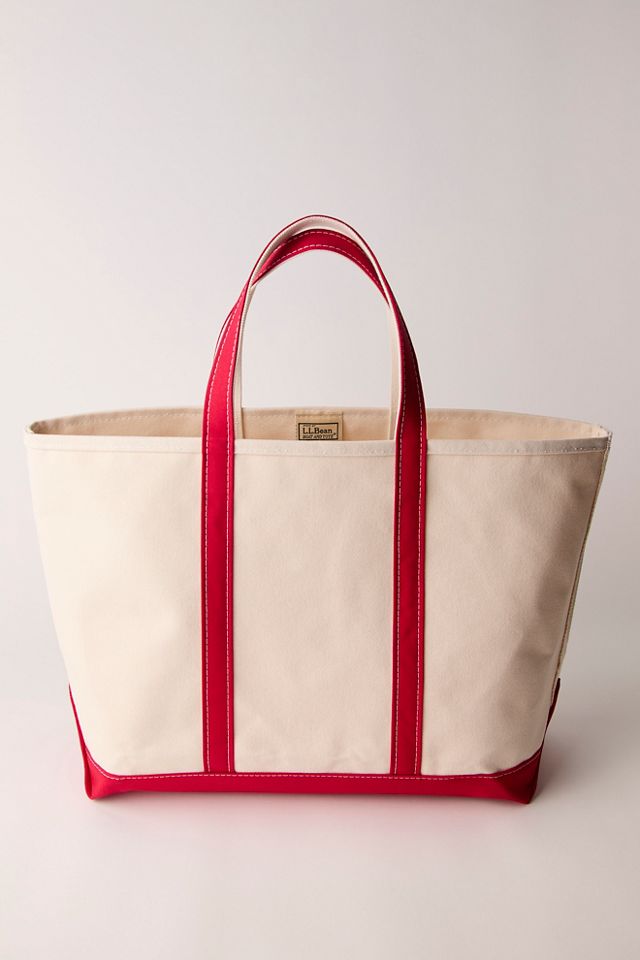 Petit Sac Tote L.L. Bean USA - Toile Verte Et Rouge Brodée - Occasion Impeccable - Idéal Plage