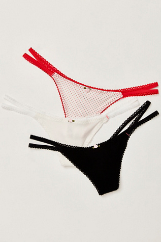 Its A Party Thong 3-Pack by Intimately at Free People in Red, Size: L
