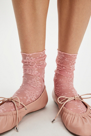Ava Lace Socks by High Heel Jungle at Free People in Pink