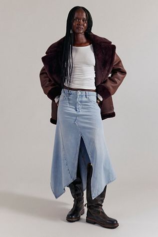 MOTHER The Vagabond Midi Undone Hem Skirt | Free People