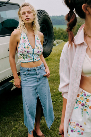 We The Free Aquarius Maxi Skirt at Free People in Light Wash, Size: 32
