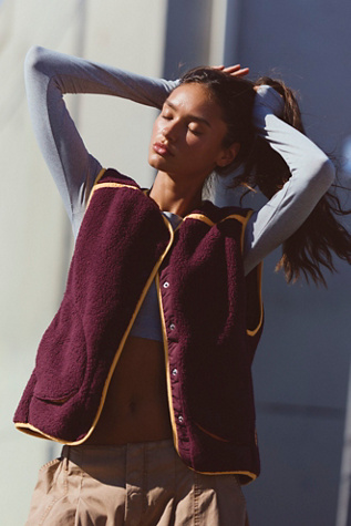 Keep It Cozy Fleece Vest Jacket by FP Movement at Free People, Black Cherry, S