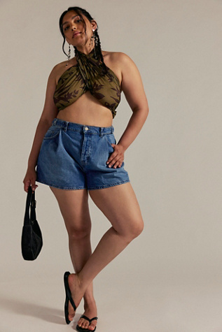 CRVY Moon Sign Pleated Shorts