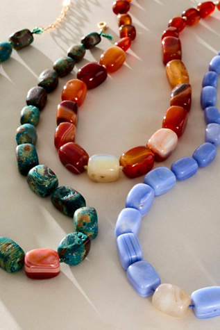 Zephyr Stone Necklace at Free People in Blue Lace Agate With Ivory
