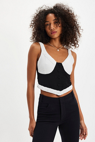 Mandinga Urano Mix Black Top at Free People in Black/White, Size: Small