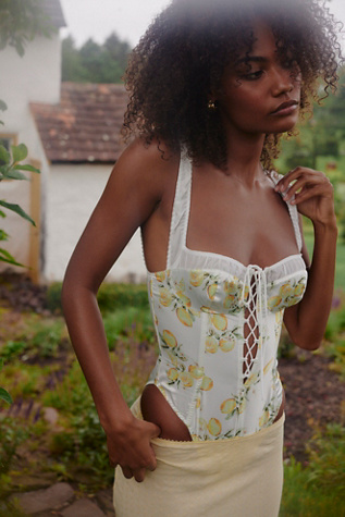 For Love & Lemons x FP Cassandra Bodysuit at Free People in White, Size: XS