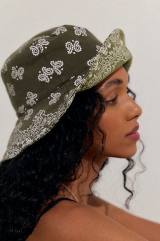 Bandana Bucket Hat at Free People in Olive
