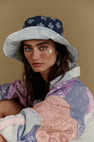 Bandana Bucket Hat at Free People in Blue