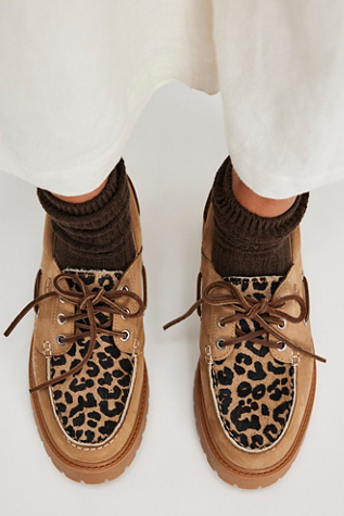 Timberland Stone Street Leopard Platform Boat Shoes at Free People in Brown, Size: US 9