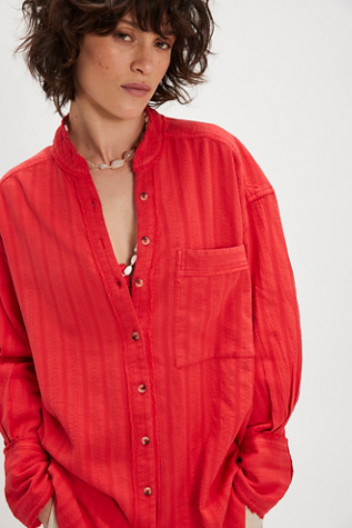 We The Free Summer Sorbet Shirt at Free People in Fiery Red, Size: XL