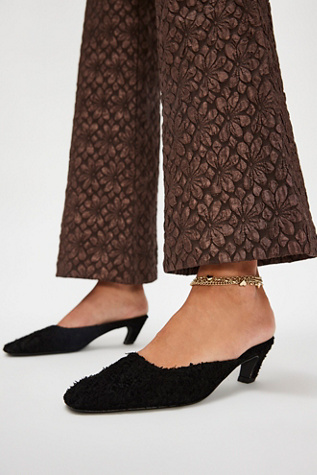 Avenue Heels by Free People in Black Hairy Suede, Size: US 7