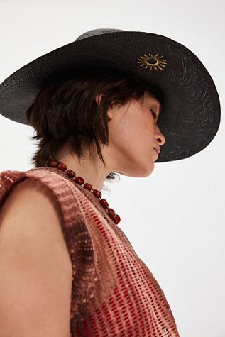 Van Palma Solveig Jr Straw Hat at Free People in Black, Size: Medium