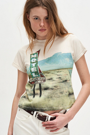 Ranch House Vintage Motel Baby Tee by Daydreamer at Free People in White, Size: M