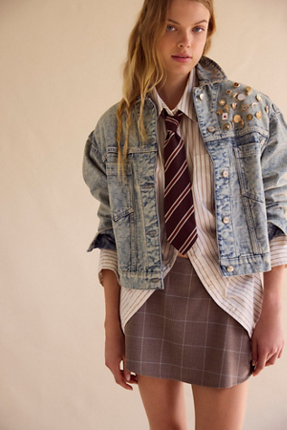 We The Free Opal Swing Jacquard Denim Jacket at Free People in Blue, Size: XS