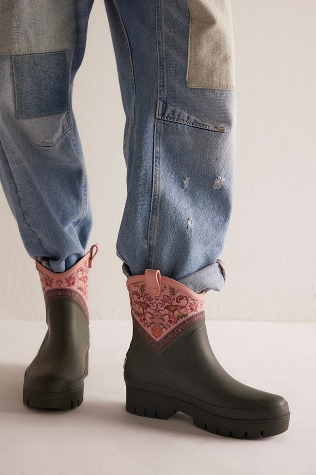Barbour X Farm Rio Thais Ankle Wellington Rain Boots #1