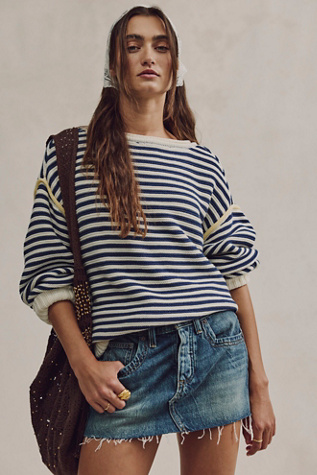 We The Free Asher Pullover at Free People in White Combo, Size: Small