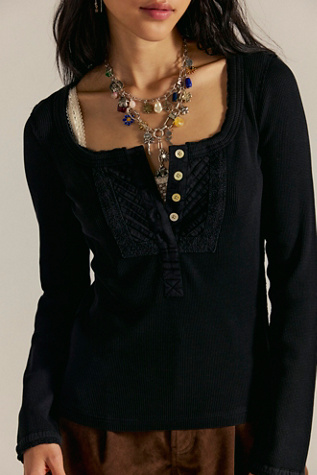 We The Free Lorelai Long Sleeve at Free People in Black, Size: XL