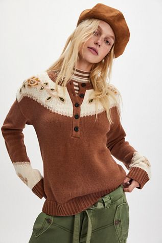 Pendleton Western Floral Henley Sweater