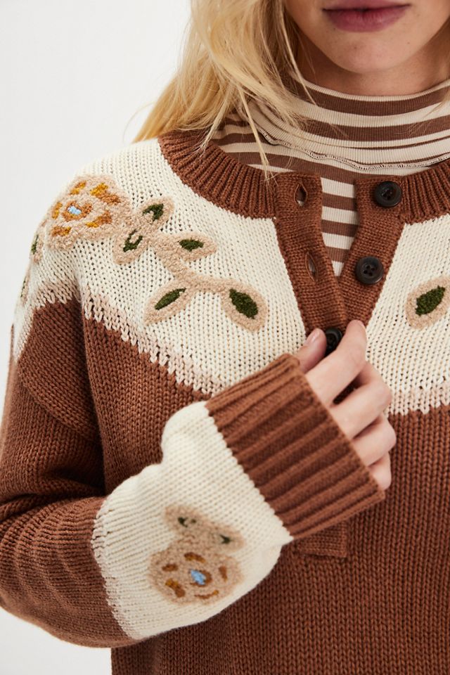 Pendleton Western Floral Henley Sweater #2