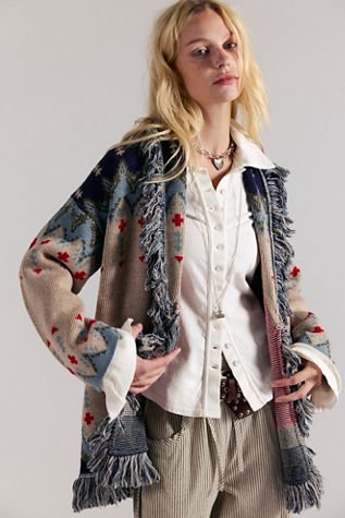 Pendleton Graphic Fringe Cardi