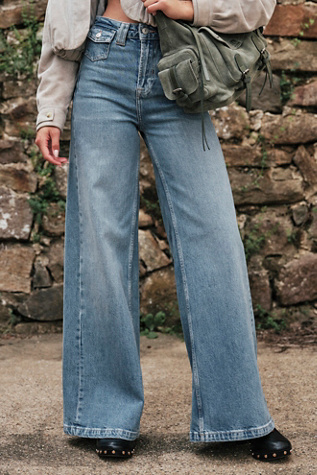 We The Free Kellee High-Rise Palazzo Jeans at Free People in Light Wash, Size: 26