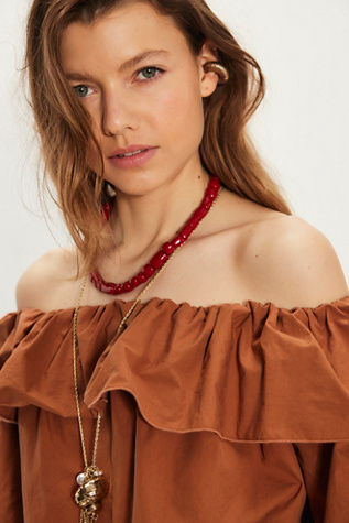 Soleil Stone Necklace by Free People in Red