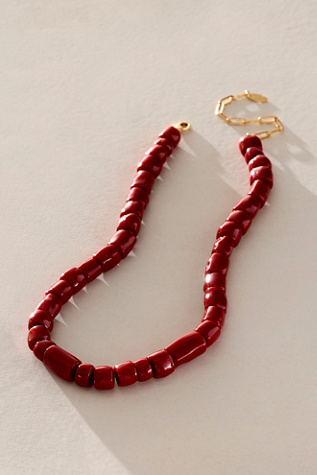Soleil Stone Necklace by Free People in Red