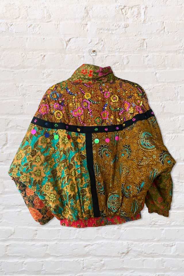 1990s Metallic Floral Sequin Cocoon Bomber Jacket Selected By Ritual Vintage #1