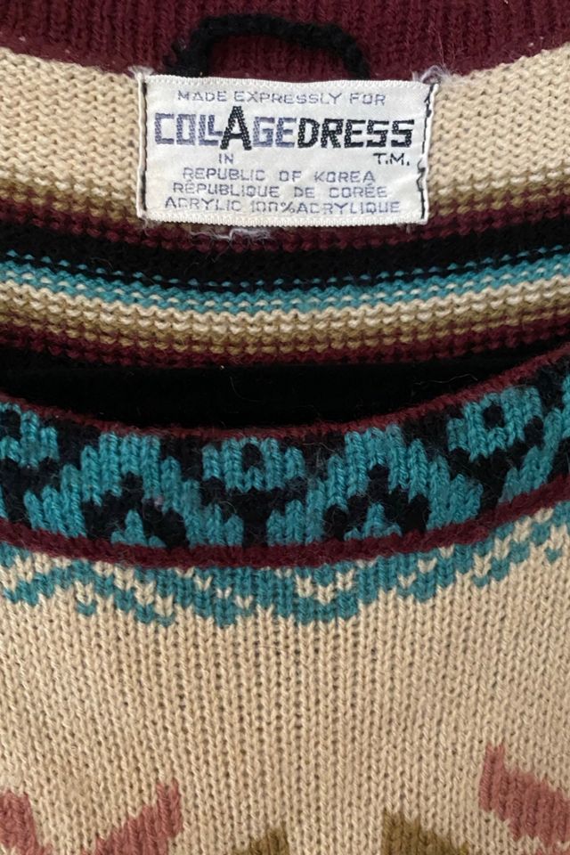 1970s Collage Intarsia Bell Sleeve Sweater Dress Selected By Ritual Vintage #3