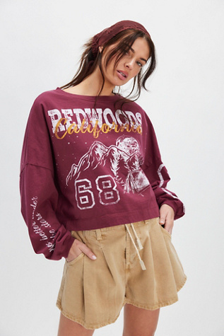 woods Long-Sleeve Tee by Ragabond at Free People in Red, Size: S