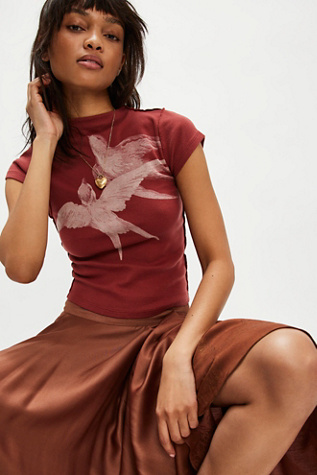 Birds In Flight Tee by Ragabond at Free People in Brn/Brun, Size: XL