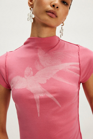Birds In Flight Tee by Ragabond at Free People in Red, Size: XL