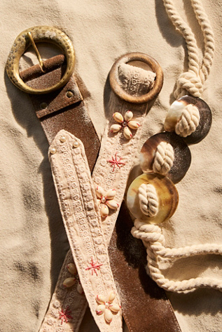 Beach Break Shell Belt by Free People in Tan