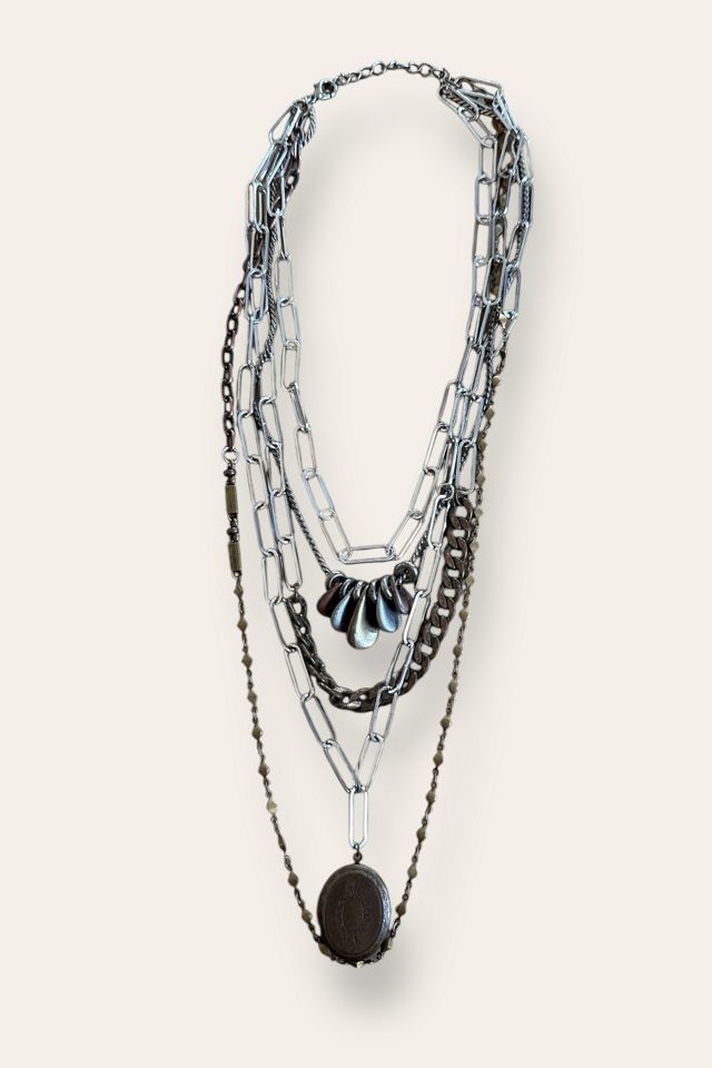 Vintage 90's Multi-chain Mixed Metal Necklace Locket Selected By Afterlife Boutique #1