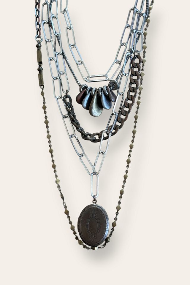 Vintage 90's Multi-chain Mixed Metal Necklace Locket Selected By Afterlife Boutique #2