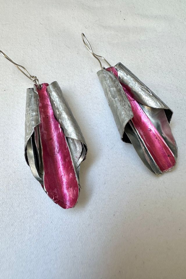 Vintage Pink and Metal Brutalist Earrings Selected by Cherry #1
