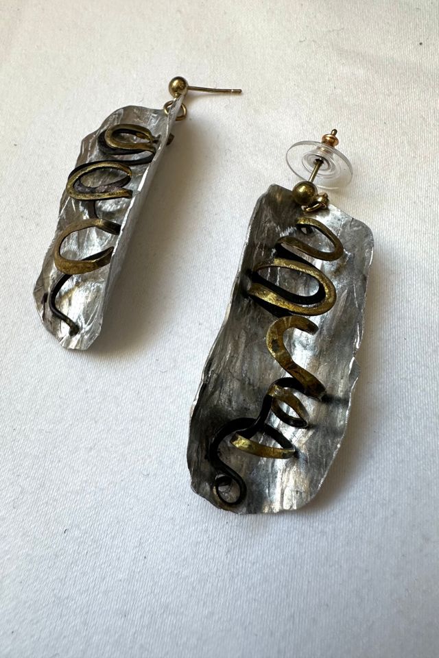 Vintage Metal Squiggle Pod Earrings Selected by Cherry #1